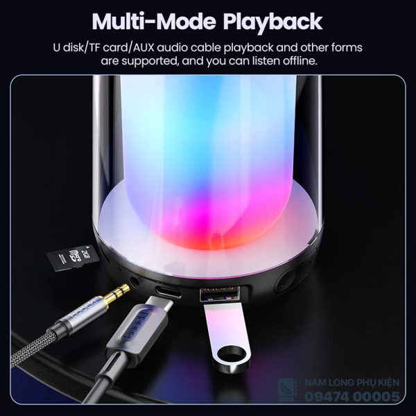 Loa Bluetooth Toocki – Âm thanh nổi sống động, đèn LED đổi màu hiện đại - Hình ảnh 3