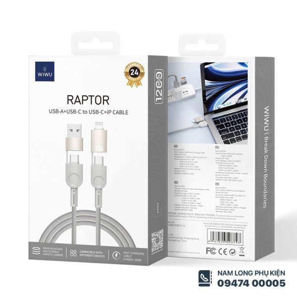 Cáp sạc 4in1 WiWU Raptor 100W C051 - Ảnh 3