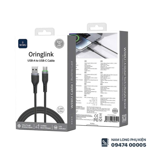 Cáp sạc USB-A sang USB-C WiWU OringLink C067 – Sạc nhanh 9V 3A, bền bỉ vượt trội - Ảnh 2