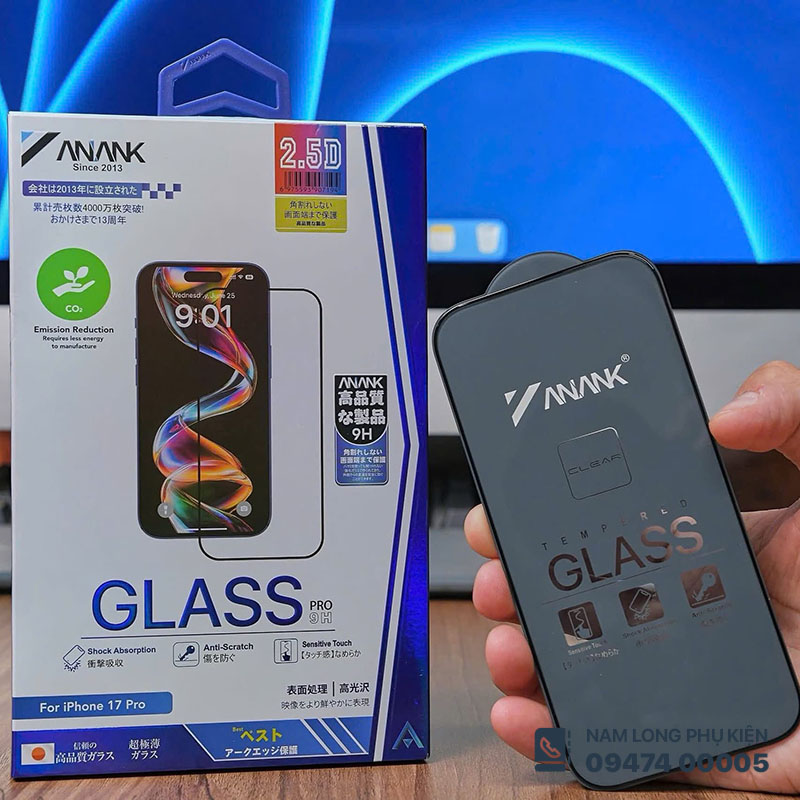 Cường lực iPhone 17 Series Anank 2.5D – Bảo Vệ Toàn Diện, Trải Nghiệm Hoàn Hảo