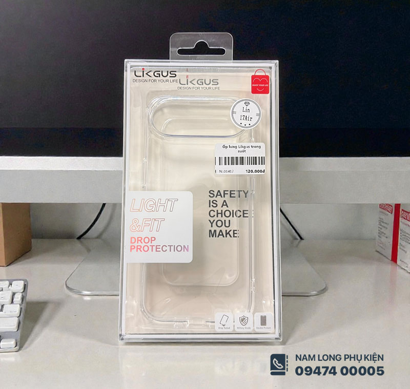 Ốp lưng iPhone 17 Air trong suốt Likgus