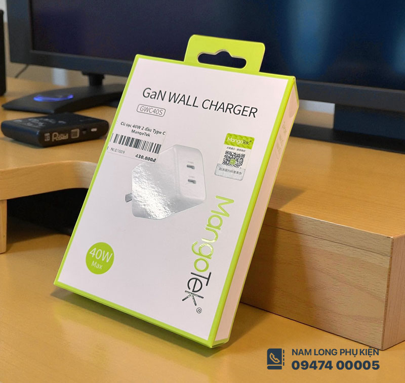 Củ Sạc Nhanh MangoTek GaN 40W – 2 Cổng Type-C | Hỗ trợ PD, siêu nhỏ gọn