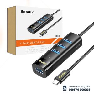 Hub Chuyển Type C Sang 4 Cổng USB 3.0 Bamba B13 – Tốc Độ Cao, Tiện Lợi