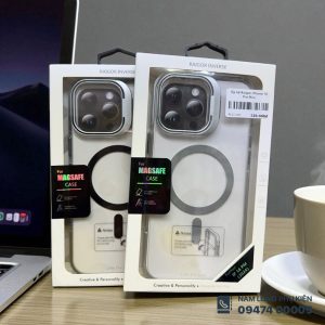 Ốp lưng iPhone 16 Pro Max trong suốt Raigor kèm giá đỡ tiện dụng