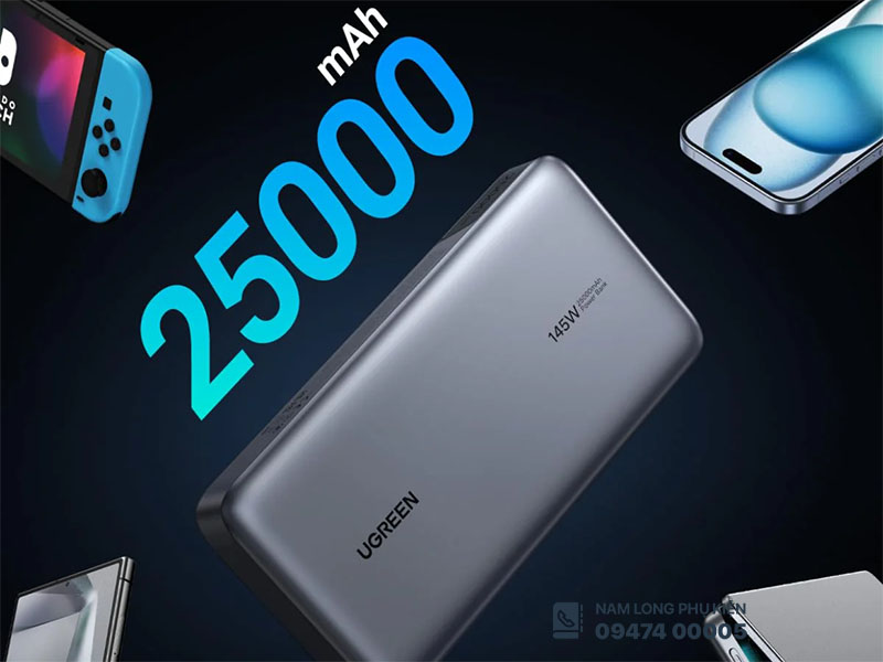 Pin sạc dự phòng Ugreen 145W 25000mAh – Dung lượng lớn, sạc siêu nhanh