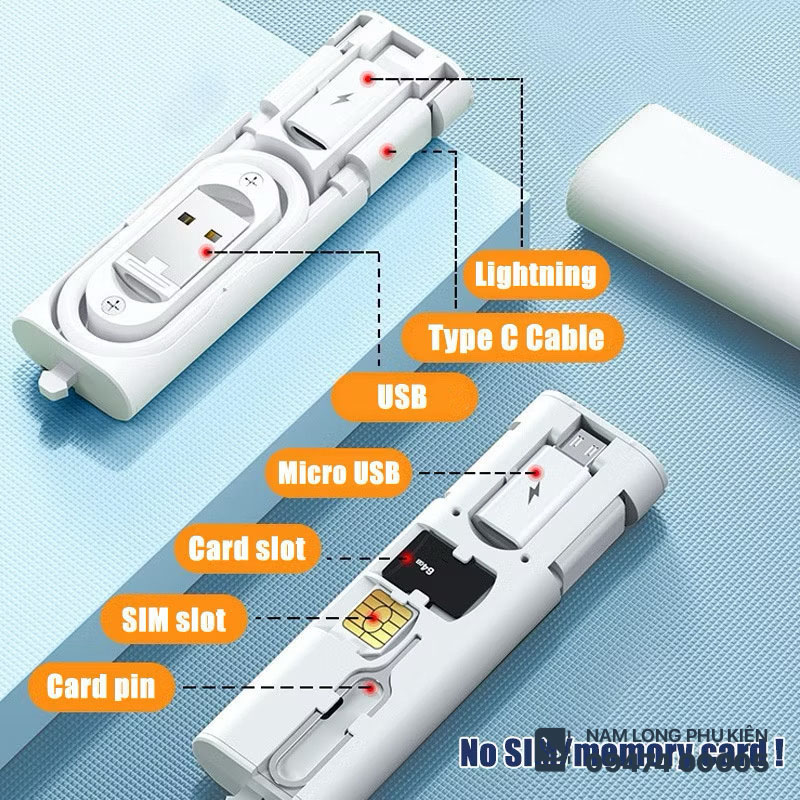 Cáp đa năng 6in1 tích hợp khe SIM, thẻ nhớ – Sạc & lưu trữ tiện lợi - Ảnh 4