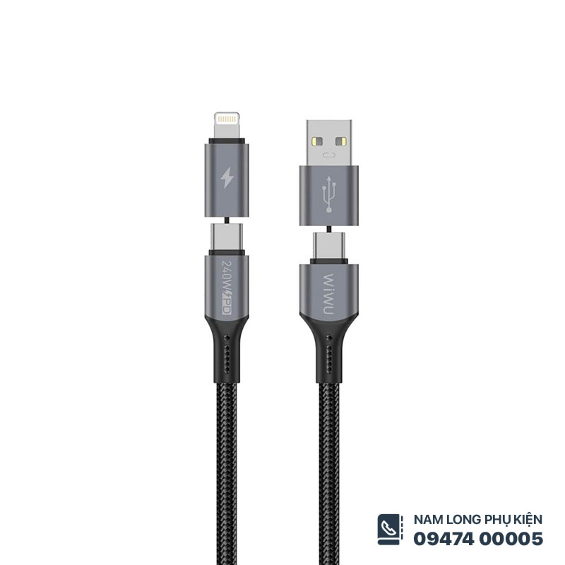 Cáp sạc 4in1 WiWU Raptor Pro 240W – Siêu bền, đa năng, sạc nhanh - Ảnh 3