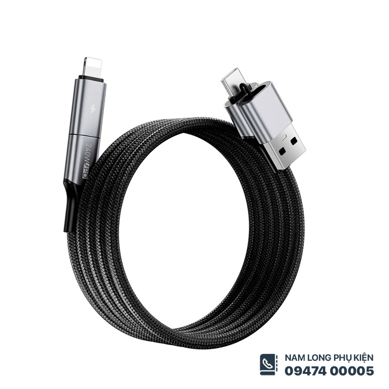 Cáp sạc 4in1 WiWU Raptor Pro 240W – Siêu bền, đa năng, sạc nhanh