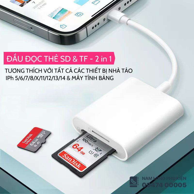 Đầu đọc thẻ SD & TF 2 in 1 cho iPhone/iPad – Truyền dữ liệu nhanh, tiện dụng - Ảnh 6