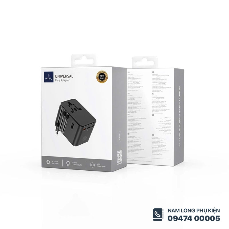 Củ sạc du lịch đa năng WiWU UA006 – Gọn nhẹ, sạc nhanh, dùng toàn cầu