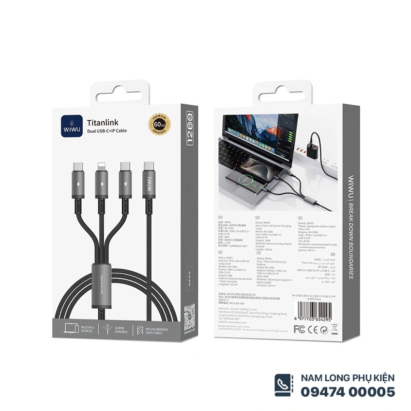 Cáp sạc 3in1 66W WiWU Titanlink – Đa năng, sạc nhanh, bền - Ảnh 2