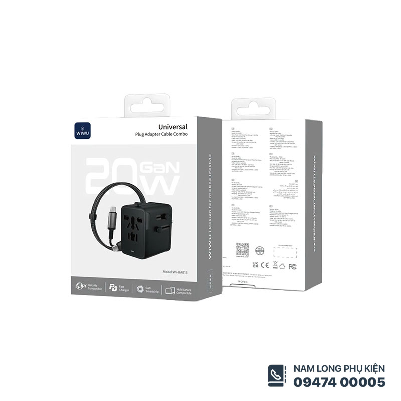 Củ sạc du lịch đa năng 20W kèm cáp WiWU UA013 - Ảnh 4
