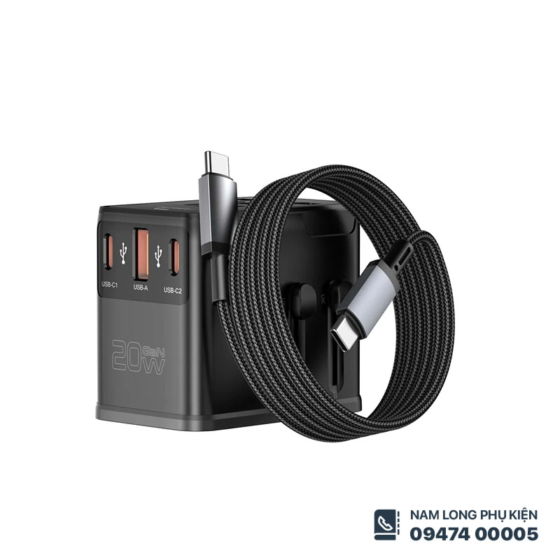 Củ sạc du lịch đa năng 20W kèm cáp WiWU UA013 - Ảnh 2