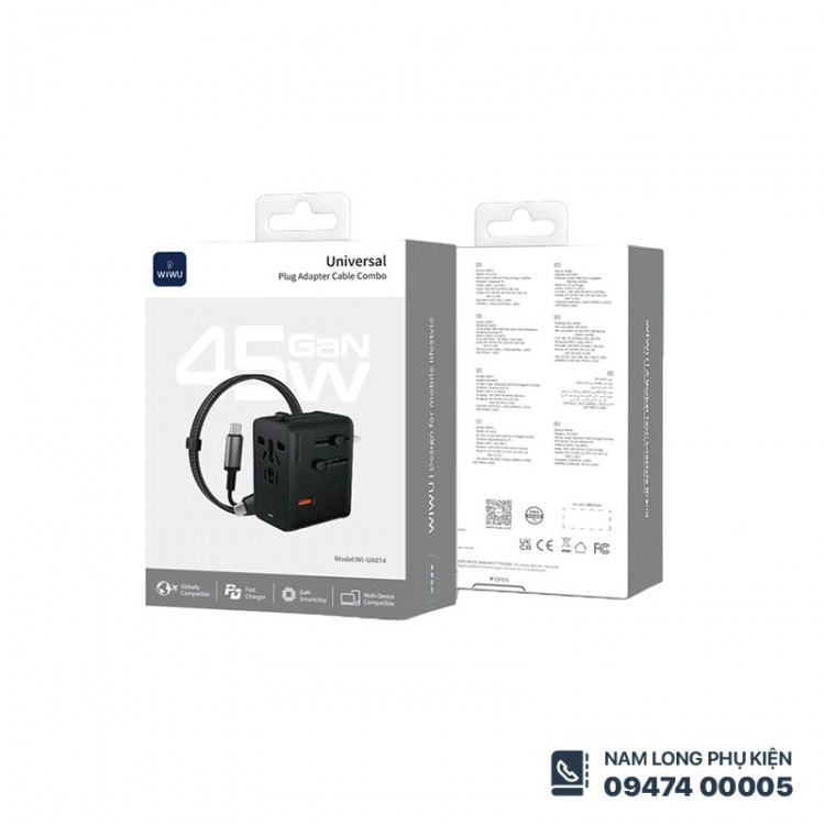 Củ sạc du lịch đa năng 45W kèm cáp WiWU UA014 - Ảnh 4
